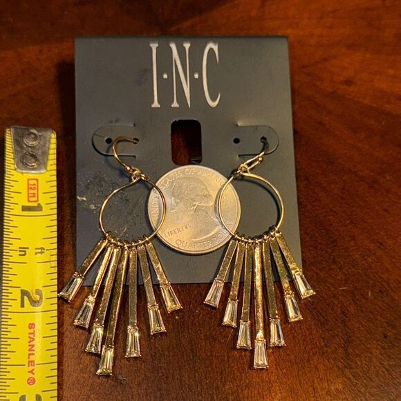INC International Concepts Gold Geometric Fringe Earrings - Picture 3 of 4